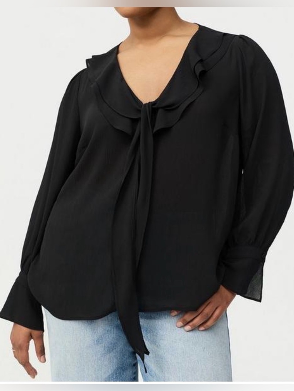 NWT Torrid chiffon double layer ruffle tie neck blouse, Torrid size 3, 3X